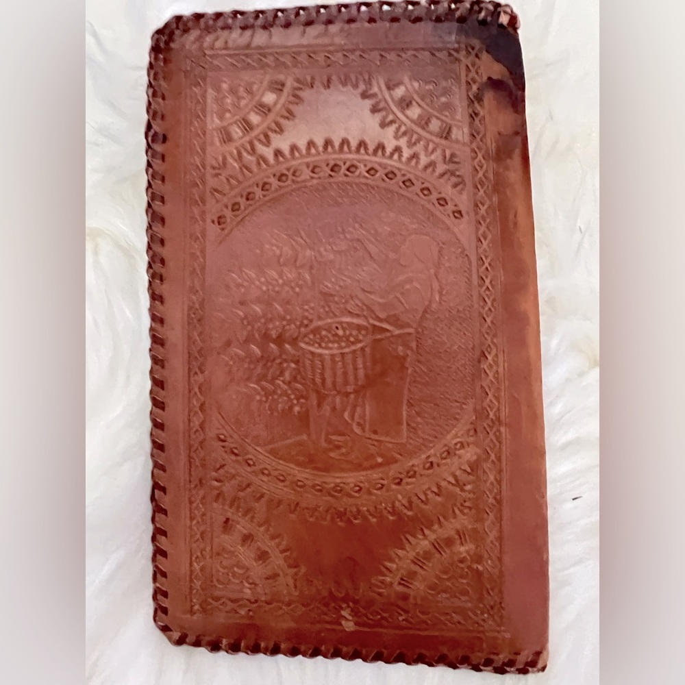 Vintage 1970s hand stamped leather wallet